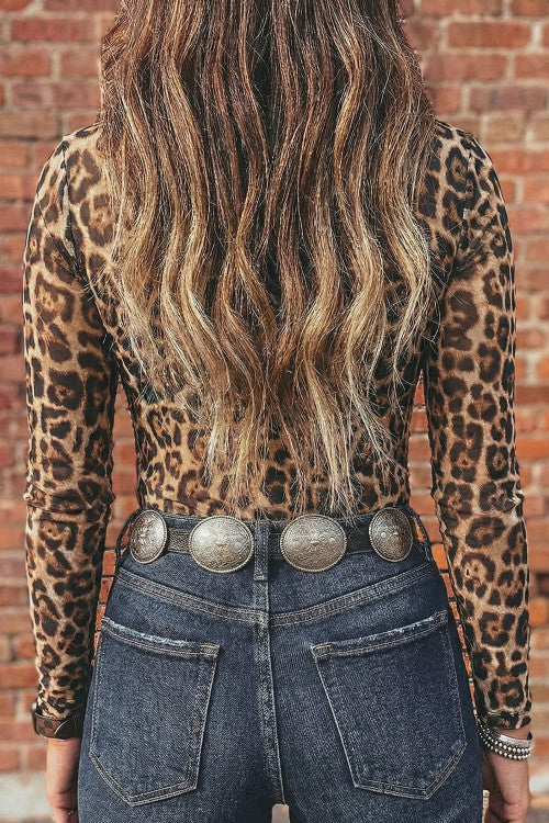 Cheetah Print Mesh Tops